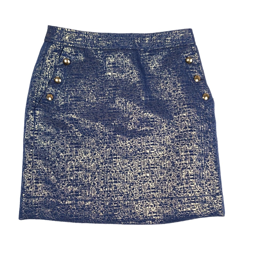 Banana Republic Metallic Navy Blue Mini Skirt